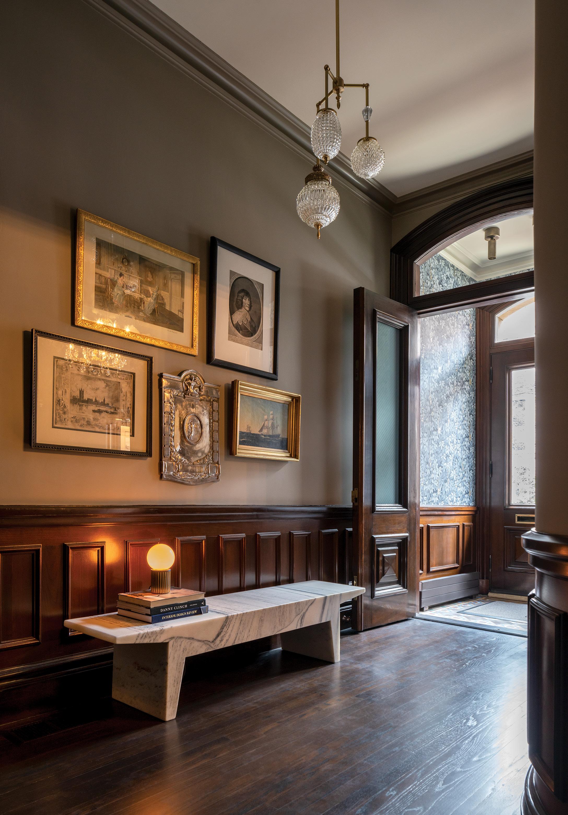 Interior entryway with wainscoting